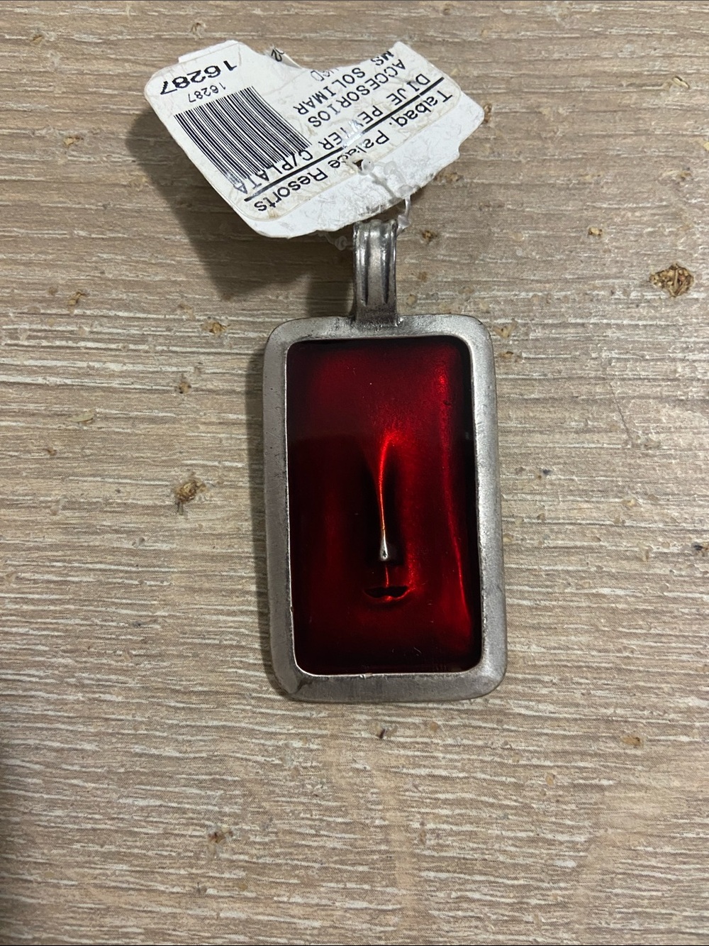 Vintage Zik Zok Textured Rectangular Silver Toned Pendant Necklace